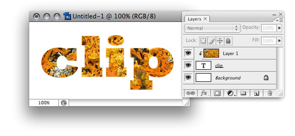 использование обтравочной маски для текста