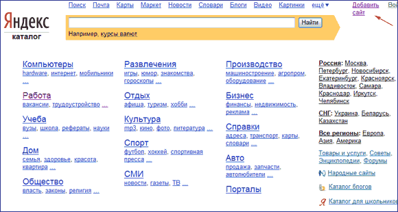 способы раскрутки сайта - каталоги